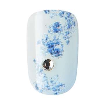 KISS LoveShackFancy x imPRESS Press-On Manicure Limited Edition, Style "Hydrangea Blue" Short Square Blue Press-On Nails, Includes Prep Pad, Mini Nail File, Cuticle Stick, & 30 Fake Nails