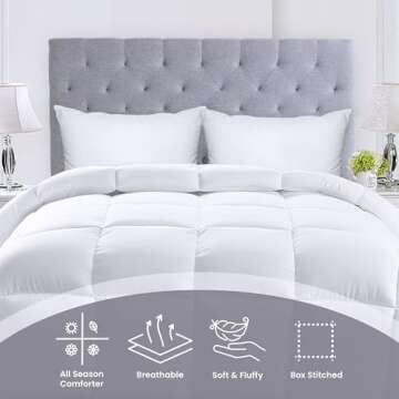 Utopia Bedding Comforters King Size, All Season Duvet Insert, Down Alternative Box Stitched Bed Comforter with Corner Tabs, Machine Washable (White)