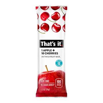 That's it. Apple + Cherry 100% Natural Real Fruit Bar, Best High Fiber Vegan, Gluten Free Healthy Snack, Paleo for Children & Adults, Non GMO No Sugar Added, No Preservatives Energy Food (12 Pack)