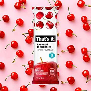 That's it. Apple + Cherry 100% Natural Real Fruit Bar, Best High Fiber Vegan, Gluten Free Healthy Snack, Paleo for Children & Adults, Non GMO No Sugar Added, No Preservatives Energy Food (12 Pack)