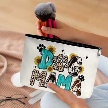 Dog Mama Cosmetic Bag for Women - Gifts for Mom