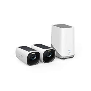 eufy Security eufyCam S330 (eufyCam 3) 3-Cam Bundle, Security Camera Outdoor Wireless, 4K Camera with Solar Panel, Forever Power, Face Recognition AI, Expandable Local Storage, No Monthly Fee