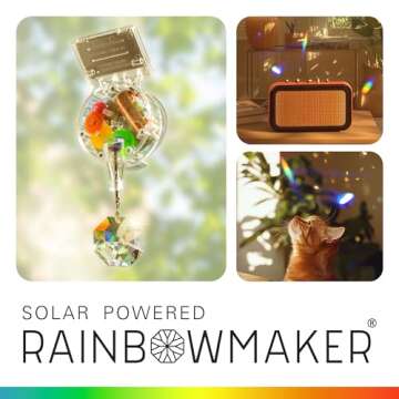 Kikkerland Solar Powered Rainbow Maker – Prism Suncatcher, Fun Home Window Decor – Unique Gift for Christmas & Birthdays – Single Crystal