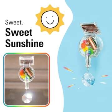 Kikkerland Solar Powered Rainbow Maker – Prism Suncatcher, Fun Home Window Decor – Unique Gift for Christmas & Birthdays – Single Crystal