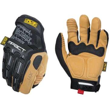 Mechanix Wear: Material4X M-Pact Synthetic Leather Work Gloves - Impact Protection, Absorbs Vibration, Abrasion Resistant (Large, Brown/Black)