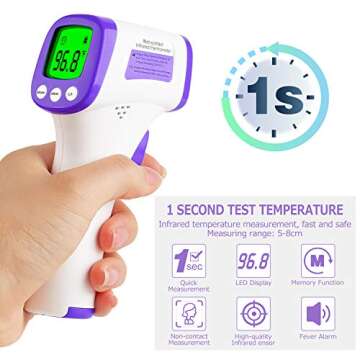 Infrared Forehead Thermometer, Non-Contact Forehead Thermometer for Adults, Kids, Baby, Accurate Instant Readings No Touch Infrared Thermometer with 3 in 1 Digital LCD Display for Face, Ear, Body