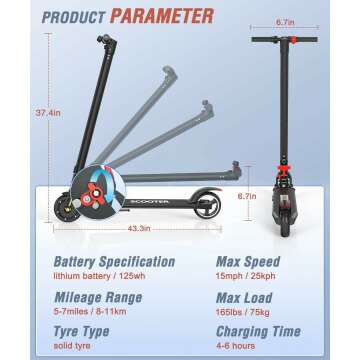 Electric Kick Scooter 15MPH 250W - Foldable & Smart