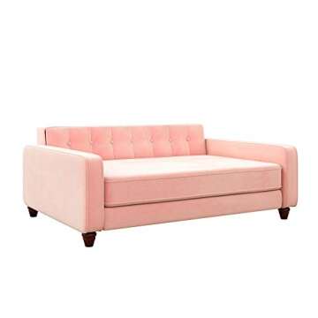 Ollie & Hutch Pin Tufted Pet, Large Size Bed, Pink Velvet Sofas