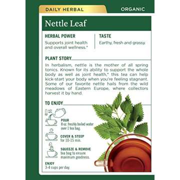 Traditional Medicinals Organic Nettle Leaf Herbal Tea, Supports Joint Health & Overall Wellness, (Pack of 3) - 48 Tea Bags Total