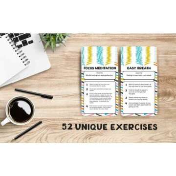 Allura & Arcia 52 Stress Less & Self Care Cards - Mindfulness & Meditation Exercises - Anxiety Relief & Relaxation