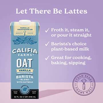 Califia Farms Vanilla Oat Barista Blend Oat Milk - 6 Pack