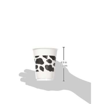 Western Printed Plastic Cups - 16 oz. (Pack of 25) - Stylish Black & White Cowboy Theme Party Cups, Ideal for BBQs, Themed Parties & Events