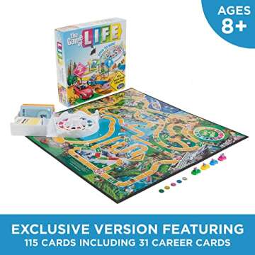 Hasbro Gaming The Game of Life Board Game, Family Games for Kids Ages 8+, Includes 31 Careers, Family Board Games for 2-4 Players, Family Gifts (Amazon Exclusive)