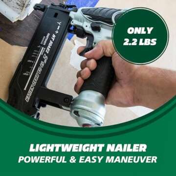 Metabo HPT Brad Nailer Kit | Pro Preferred Brand of Pneumatic Nailers | 18 Gauge | Accepts 5/8 to 2-Inch Brad Nails | Ideal for Trim Work, Furniture Building & Other Finish Applications | NT50AE2