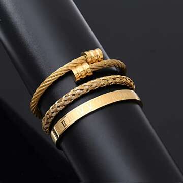 Luxury Gold Roman Numeral Bracelets Set for Men