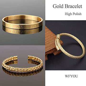 Luxury Gold Roman Numeral Bracelets Set for Men