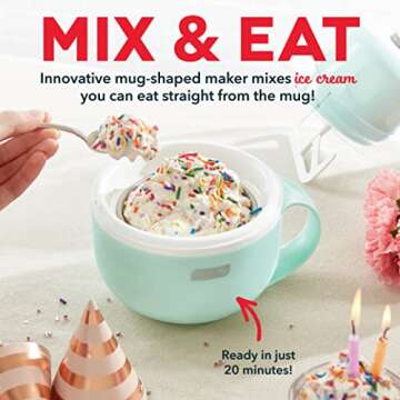 DASH My Mug Ice Cream Maker Machine (Aqua) - Soft Serve Magic!