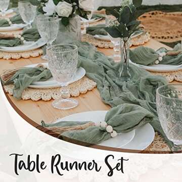 Terracotta Cheesecloth Table Runner +10 Cheesecloth Napkins (144” x 35”) Wedding Decorations for Reception – Gauze Table Runner Perfect Table Settings for Dining Table Decor