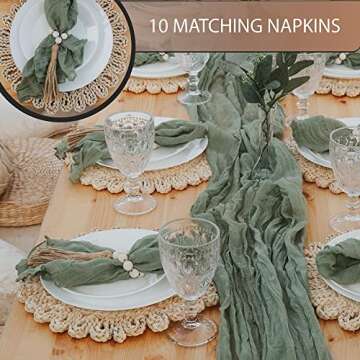 Terracotta Cheesecloth Table Runner +10 Cheesecloth Napkins (144” x 35”) Wedding Decorations for Reception – Gauze Table Runner Perfect Table Settings for Dining Table Decor