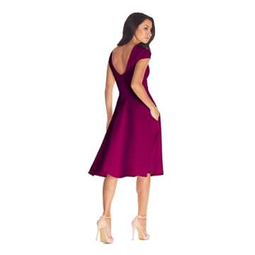 Dress the Population Women's Livia Midi High Dress, Dark Magenta, Medium