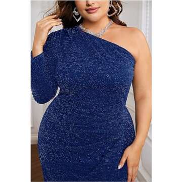 KIMCURVY Plus Size Formal Dresses for Women Wedding Guest Fall Glitter Cocktail Evening Dresses Elegant Classy Royal Blue 24W