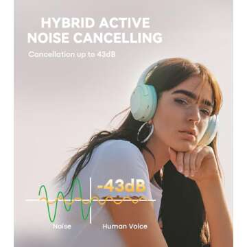 Edifier W820NB Plus Hybrid Active Noise Cancelling Headphones - LDAC Codec - Hi-Res Audio Wireless & Wired - Fast Charge - 49H Playtime - Over Ear Bluetooth V5.2 Headphones- Green