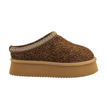 Corkys Footwear Pillow Talk 1.75-Inch Platform Slippers Mini Leopard Size 8, Faux Fur Lining, Cozy Indoor/Outdoor Footwear for Fall & Winter