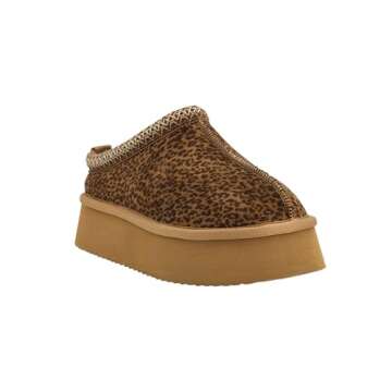 Corkys Footwear Pillow Talk 1.75-Inch Platform Slippers Mini Leopard Size 8, Faux Fur Lining, Cozy Indoor/Outdoor Footwear for Fall & Winter