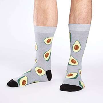 Good Luck Sock Men's Avocado Gray Socks for Size 7-12