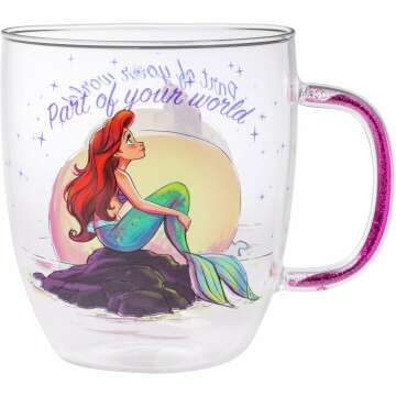 Silver Buffalo Disney Princess Ariel Little Mermaid Glitter Handle Mug - 14oz