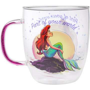 Ariel Little Mermaid Glitter Handle Mug - 14oz