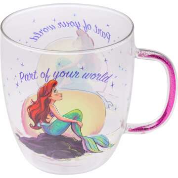 Ariel Little Mermaid Glitter Handle Mug - 14oz