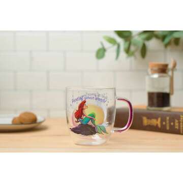 Ariel Little Mermaid Glitter Handle Mug - 14oz