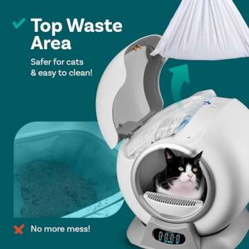 PetCove Self Cleaning Litter Box, Automatic Cat Litter Box Self Cleaning for Multiple Cats, Robot Automatic Litter Box Scoop Free Covered Ultra Cleaning -Odor Removal -APP Control Smart Litter Box