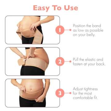 AZMED Maternity Belly Band for Pregnant Women - Pregnancy Belly Band for Abdomen Pelvic Waist Back Support - Adjustable Belly Support Bands for Pregnant Women - Maternity Belt Fits Up to 46" - Beige