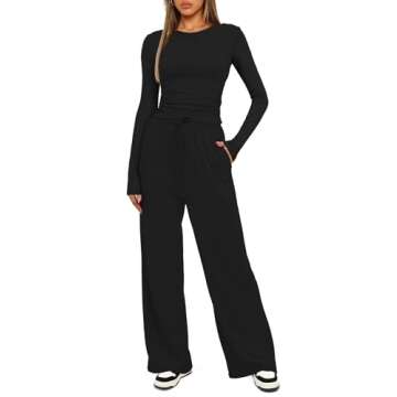 Darong Women's Black Tracksuit Set for Fall Outfits