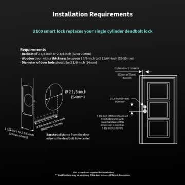 Aqara Smart Lock U100, Fingerprint Keyless Entry Door Lock with Apple Home Key, Touchscreen Keypad