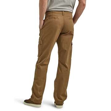 Wrangler Authentics Men's Relaxed Fit Stretch Cargo Pant, Kangaroo, 34W x 32L