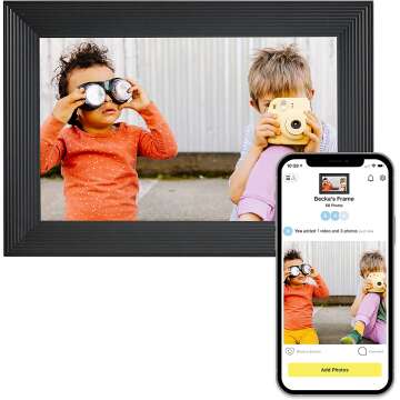 Aura Carver WiFi Digital Picture Frame, 10.1”, Add Photos with Aura App, Free Unlimited Storage - Wirecutter’s Pick for Best Digital Photo Frame 2022 - Gravel