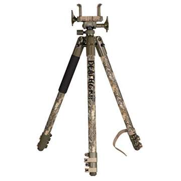 BOG DeathGrip Realtree Excape Camo Tripod with Durable Aluminum Frame, Lightweight, Stable Design, Bubble Level, Adjustable Legs, and Hands-Free Operation for Hunting, Shooting, and Outdoors