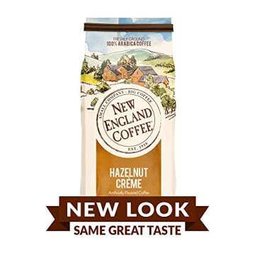 New England Coffee Hazelnut Crème Medium Roast Ground Coffee, 11oz Bag (Pack of 1)