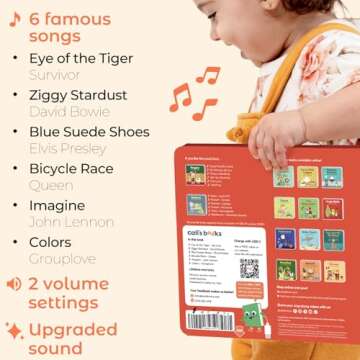 Cali's Books Rock Sound Books for Toddlers 1-3 - Musical Book for Toddlers 1-3 and 2- 4 with 6 Famous Rock Songs | Toddler Books for Little Rock Fans | Great Gift