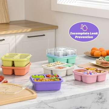 Snack Boxes (7 Pack) Stackable - Reusable Bento Lunch Box Set for Kids and Adults, Sturdy and Easy-to-Clean Meal Prep Containers, Microwave, Freezer, and Dishwasher Safe, BPA-Free (7 Colors)