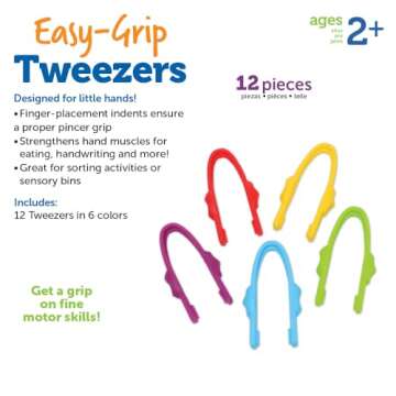 Learning Resources Easy-Grip Tweezers, Preschool Learning Activities, Educational Toys for Ages 2+, Teacher Supplies for Classroom, Fine Motor Skills,Gifts for Boys and Girls