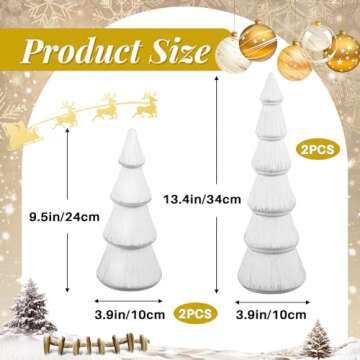 Queekay 4 Pcs Wooden Christmas Tree Tabletop Tree Figurine Unfinished Table Top Christmas Tree Decor for DIY Crafts Peg People Holiday Nature Table Home Decor (White)