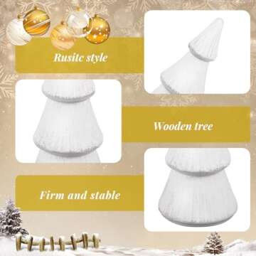 Queekay 4 Pcs Wooden Christmas Tree Tabletop Tree Figurine Unfinished Table Top Christmas Tree Decor for DIY Crafts Peg People Holiday Nature Table Home Decor (White)