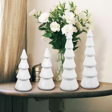 Queekay 4 Pcs Wooden Christmas Tree Tabletop Tree Figurine Unfinished Table Top Christmas Tree Decor for DIY Crafts Peg People Holiday Nature Table Home Decor (White)