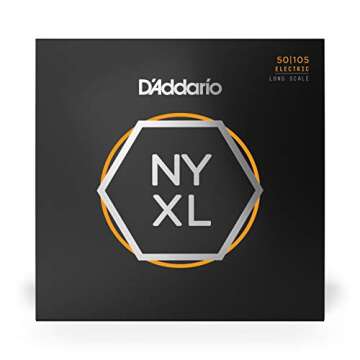 D'Addario Bass Guitar Strings - NYXL Bass Strings - NYXL50105 - Unrivaled Strength, Tuning Stability, Enhanced Response - For 4 String Bass Guitars - 50-105 Medium, Long Scale