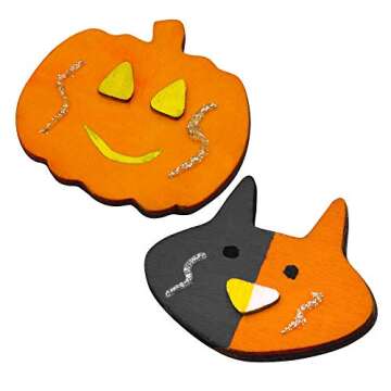 JOYIN Halloween Craft Kid Wooden Magnet Creativity Arts & Crafts Painting Kit, Decorate Your Own for Kids Paint Gift, DIY Halloween Painting Craft Family, Trick or Treat Stuffers