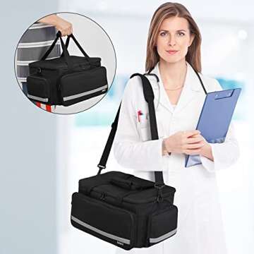 LEFOR·Z Home Health Nurse Bag Medical Bag Empty First Aid Storage with Detachable Divider Medical Supplies Bag for Nursing Student,Therapist,Doctors